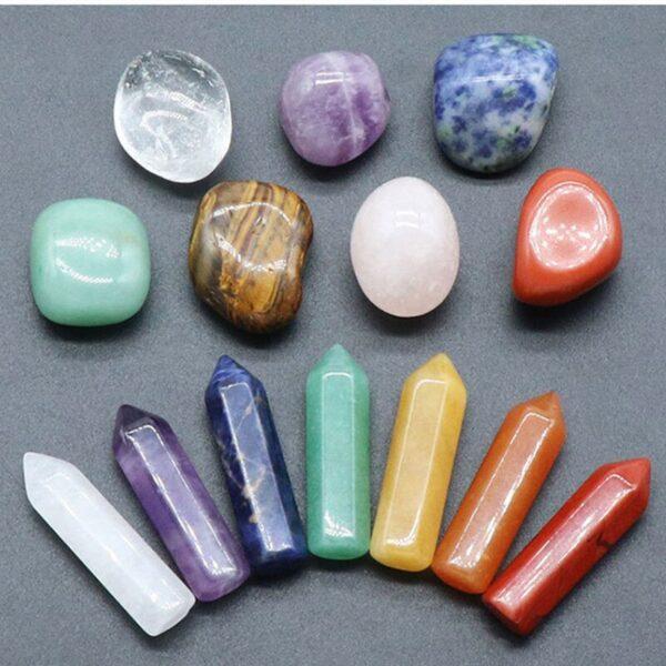 14PCS Natural Stone Set 7 Chakra Reiki Healing Stone Quartz Mineral Ornament Healing Gemstone Home Decoration Craft Stones Gifts - Imagen 2