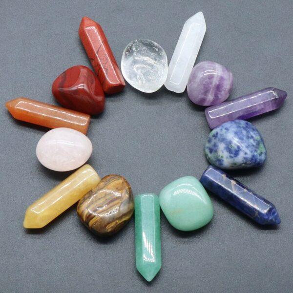 14PCS Natural Stone Set 7 Chakra Reiki Healing Stone Quartz Mineral Ornament Healing Gemstone Home Decoration Craft Stones Gifts - Imagen 3