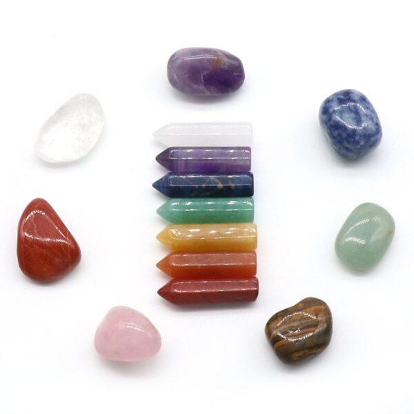 14PCS Natural Stone Set 7 Chakra Reiki Healing Stone Quartz Mineral Ornament Healing Gemstone Home Decoration Craft Stones Gifts - Imagen 4