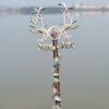 18cm Amethyst Witch Crystal Wand Natural quartz Moon Viking Dragon Feather Magic Wand Ceremony Props Fairy Energy Gift Wicca - Imagen 4