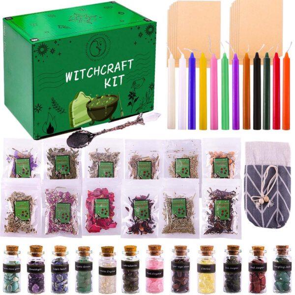 1SET Magic Witch Tool Kit Dried Flower Witchcraft Supplies Great Gifts Vanilla Candle Set For Spells Rituals Witchcraft Practice