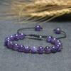 Amethyst Beads Bracelet For Women Natural Stone 8mm Tiger Eye Moonstone Braid Adjustable Men Bracelet Healing Yoga Jewelry Gift