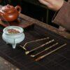 Brass Incense Seal Tools Set Incense Ash Press Powder Incense Supplies Shovel/Press /Spoon/Brush - Imagen 2