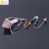 CSJA Reiki Healing 7 Chakra Crystal Pendulums for Dowsing Natural Stone Hexagonal Prism Pyramid White Pink Obsidian Pendulo F057 - Imagen 2