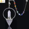 CSJA Reiki Healing 7 Chakra Crystal Pendulums for Dowsing Natural Stone Hexagonal Prism Pyramid White Pink Obsidian Pendulo F057