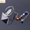 CSJA Reiki Healing 7 Chakra Crystal Pendulums for Dowsing Natural Stone Hexagonal Prism Pyramid White Pink Obsidian Pendulo F057 - Imagen 3