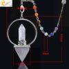 CSJA Reiki Healing 7 Chakra Crystal Pendulums for Dowsing Natural Stone Hexagonal Prism Pyramid White Pink Obsidian Pendulo F057 - Imagen 6