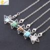 CSJA Reiki Natural Stone Merkaba Pendulum for Wicca Drowsing Hexagram Pendule Round Crystal Quartz Beads Pendants Jewellery F975 - Imagen 2