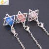 CSJA Reiki Natural Stone Merkaba Pendulum for Wicca Drowsing Hexagram Pendule Round Crystal Quartz Beads Pendants Jewellery F975 - Imagen 3
