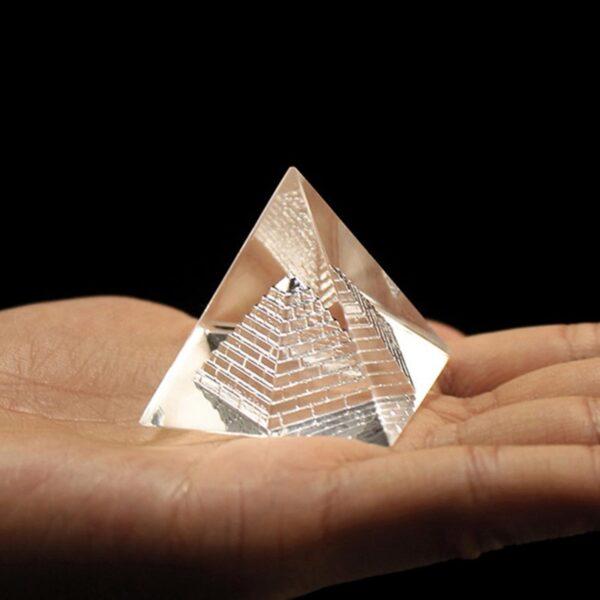 Energy Healing Hollow Crystal Glass Egypt Pyramid Fengshui Figurines Chakra Healing Miniature Home Decoration Accessories - Imagen 3