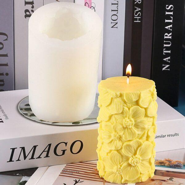 For Fun Flower Butterfly Cylindrical Candle Silicone Mold Relief Rose Cylindrical Candle Mould 3D Mold Aromatherapy Gypsum Mold - Imagen 6