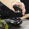 Incense Burner with Lid Hollow Top Censer Holder Heat Resistance Incense Tower Ice Crack Pattern Peaceful Mind Censer Burner - Imagen 2
