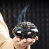 Incense Burner with Lid Hollow Top Censer Holder Heat Resistance Incense Tower Ice Crack Pattern Peaceful Mind Censer Burner