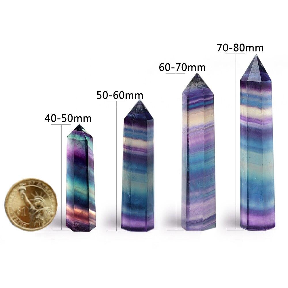Natural Colorful Fluorite Obelisk Crystal Healing Stone Natural Quartz Home Decor Reiki Polished Point Stone Decoration Crafts - Imagen 2