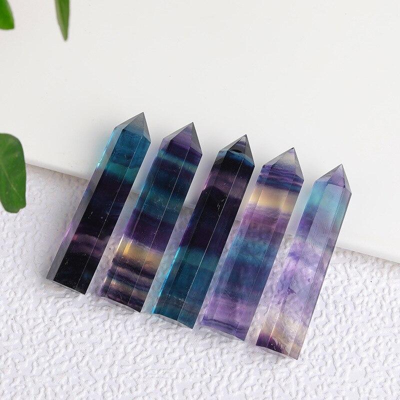 Natural Colorful Fluorite Obelisk Crystal Healing Stone Natural Quartz Home Decor Reiki Polished Point Stone Decoration Crafts - Imagen 3