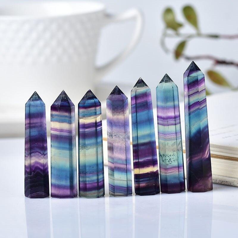Natural Colorful Fluorite Obelisk Crystal Healing Stone Natural Quartz Home Decor Reiki Polished Point Stone Decoration Crafts - Imagen 4