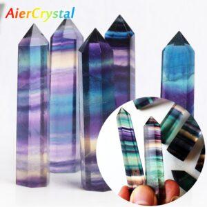 Natural Colorful Fluorite Obelisk Crystal Healing Stone Natural Quartz Home Decor Reiki Polished Point Stone Decoration Crafts