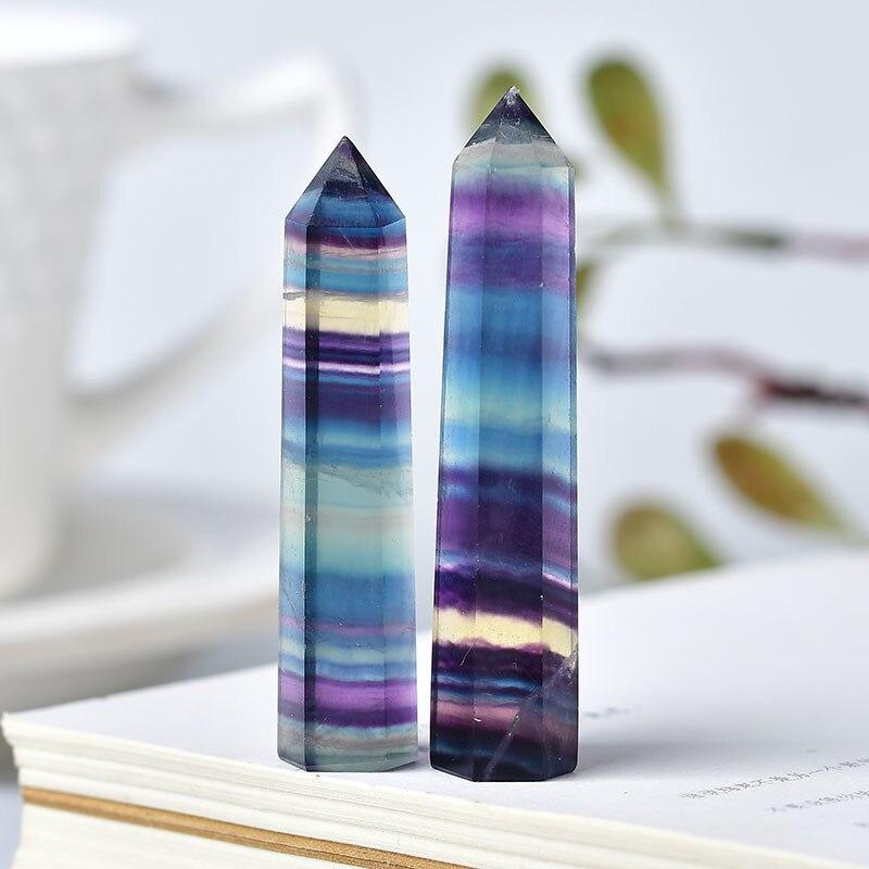 Natural Colorful Fluorite Obelisk Crystal Healing Stone Natural Quartz Home Decor Reiki Polished Point Stone Decoration Crafts - Imagen 5