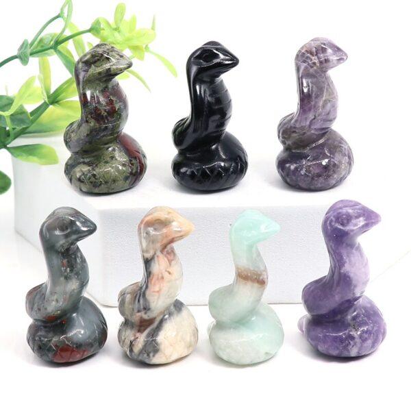 Natural Stones And Crystals Carved Snake Statue Ornament Crafts Healing Minerals Gemstone Animals Figurine Home Decoration - Imagen 2