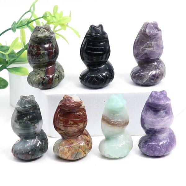 Natural Stones And Crystals Carved Snake Statue Ornament Crafts Healing Minerals Gemstone Animals Figurine Home Decoration - Imagen 3