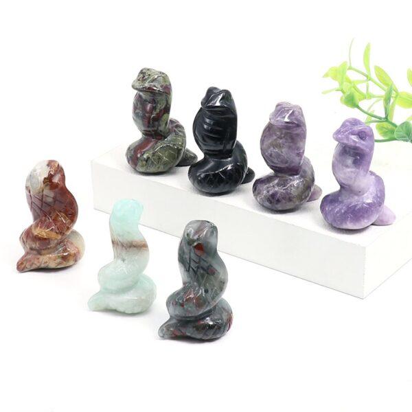 Natural Stones And Crystals Carved Snake Statue Ornament Crafts Healing Minerals Gemstone Animals Figurine Home Decoration - Imagen 4