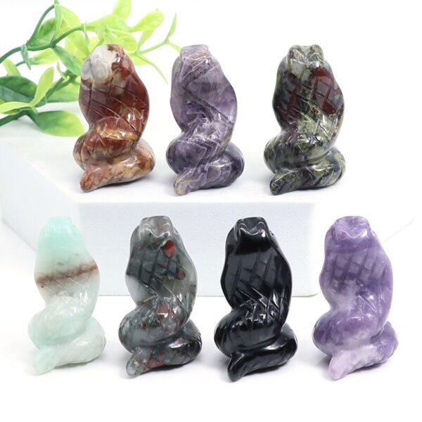 Natural Stones And Crystals Carved Snake Statue Ornament Crafts Healing Minerals Gemstone Animals Figurine Home Decoration - Imagen 5