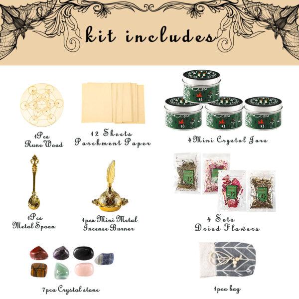 Witchcraft Kit Crystals Dried Herbs Candles Witch Tools Atmosphere Arrangement Supplies Wiccan Supplies And Tools - Imagen 5