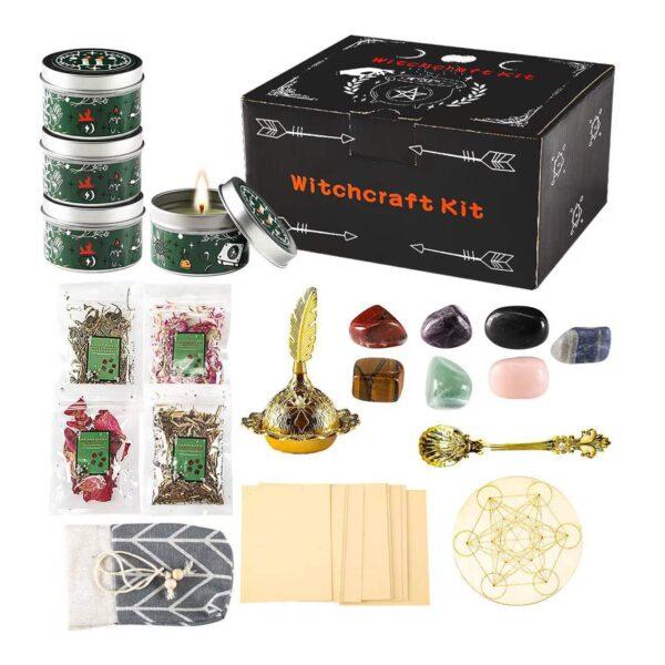 Witchcraft Kit Crystals Dried Herbs Candles Witch Tools Atmosphere Arrangement Supplies Wiccan Supplies And Tools