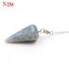 XSM Hexagon Pyramid Pendulum Natural Labradorite Stone Reiki 7 Chakra Chain Pendant Charms Jewelry for Wicca Dowsing Divination - Imagen 2