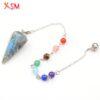 XSM Hexagon Pyramid Pendulum Natural Labradorite Stone Reiki 7 Chakra Chain Pendant Charms Jewelry for Wicca Dowsing Divination - Imagen 4